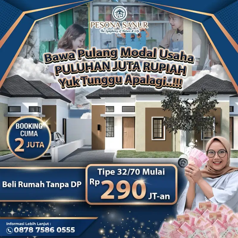 Rumah 2 lantai Fasilitas lengkap 2jt all in dp 0%