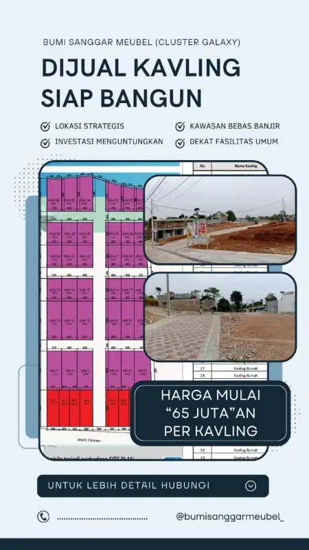 Tanah Kavling Bumi Sanggar Meubel Murah Meriah