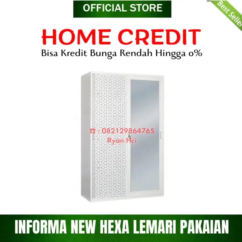 INFORMA NEW HEXA LEMARI PAKAIAN PINTU GESER PUTIH