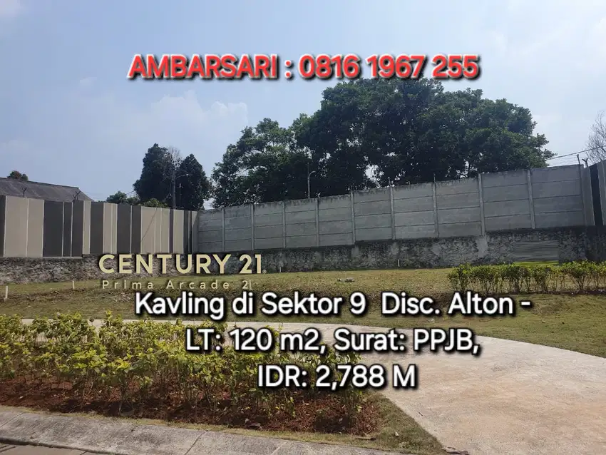 14049 -Kavling disc Alton bintaro sektor 9 startegis siap bangun