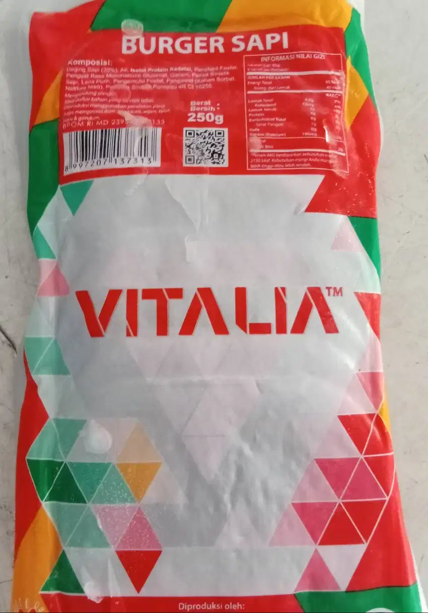 Vitalia Burger Sapi 250 Gram Isi 10