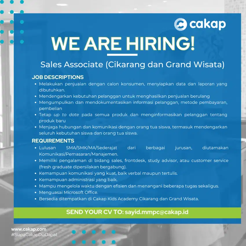 Sales Associate (Cikarang dan Grand Wisata)