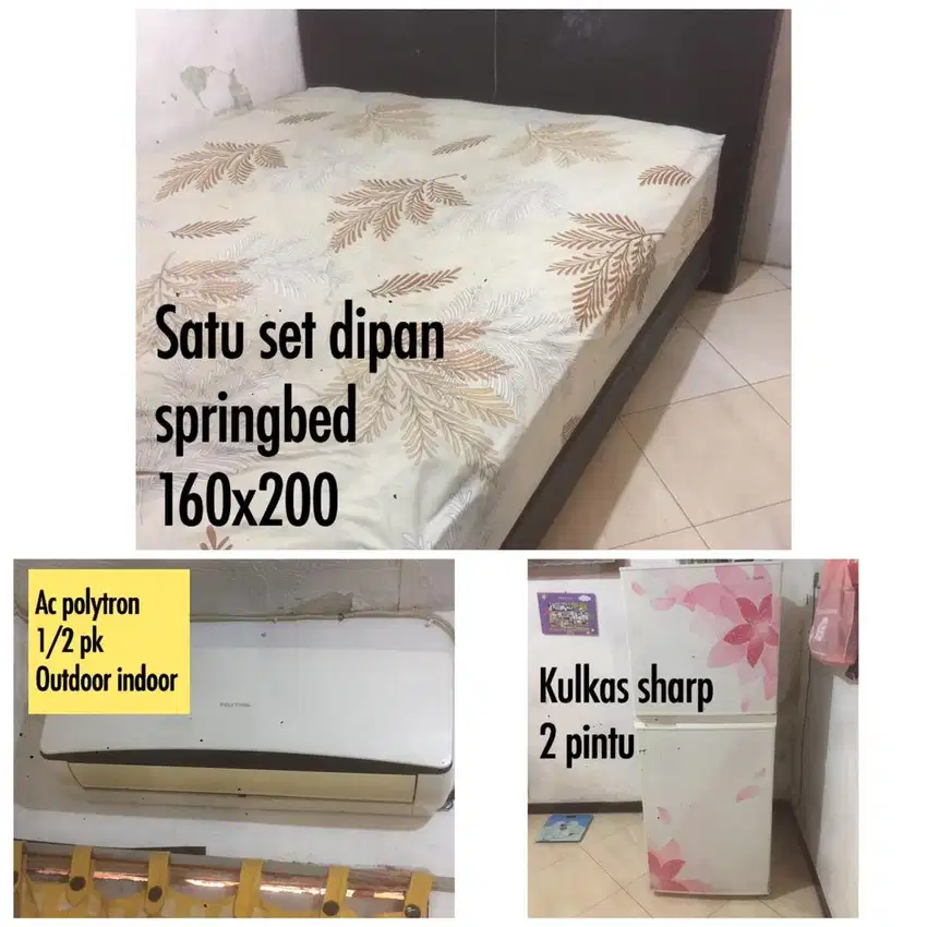 Harga nett. Paket murah KULKAS 2 pintu, ac 1/2 pk, dipan springbed