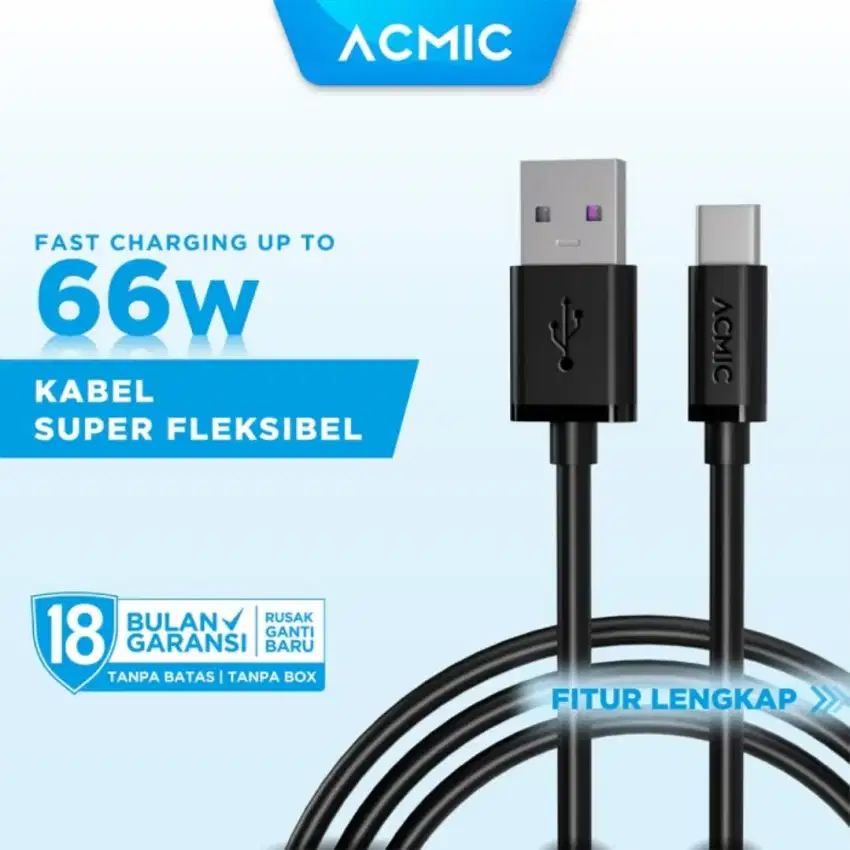 Kabel Charger Acmic 66w type C KAI100 Original New