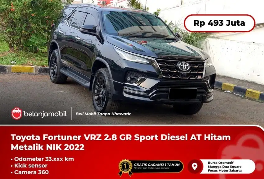 [KICKSENSOR] Toyota Fortuner VRZ 2.8 GR Sport Hitam 2022/2023