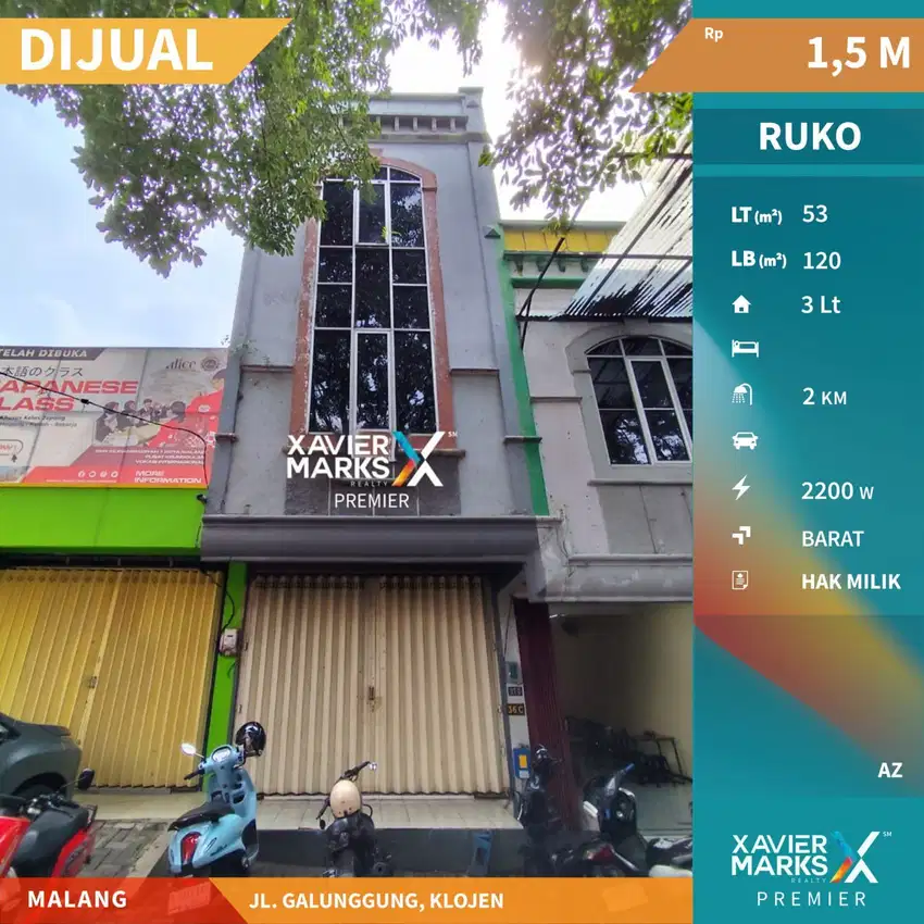 Termurah Dijual Ruko 3 Lantai Strategis di Galunggung Kota Malang