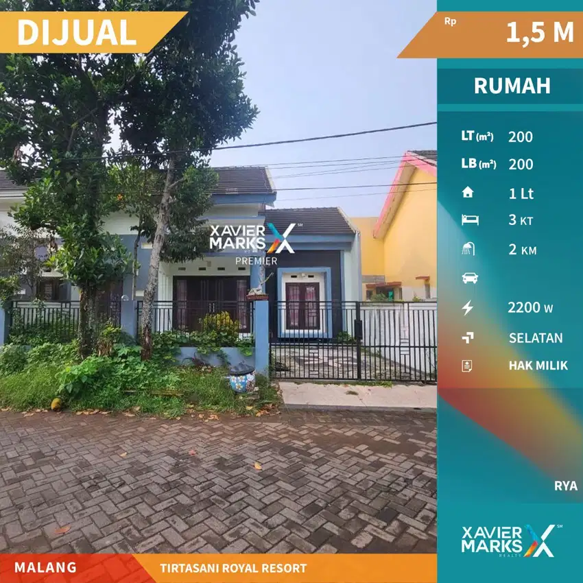 Dijual Rumah 3 Kt Terawat di Tirtasani Royal Resort Malang