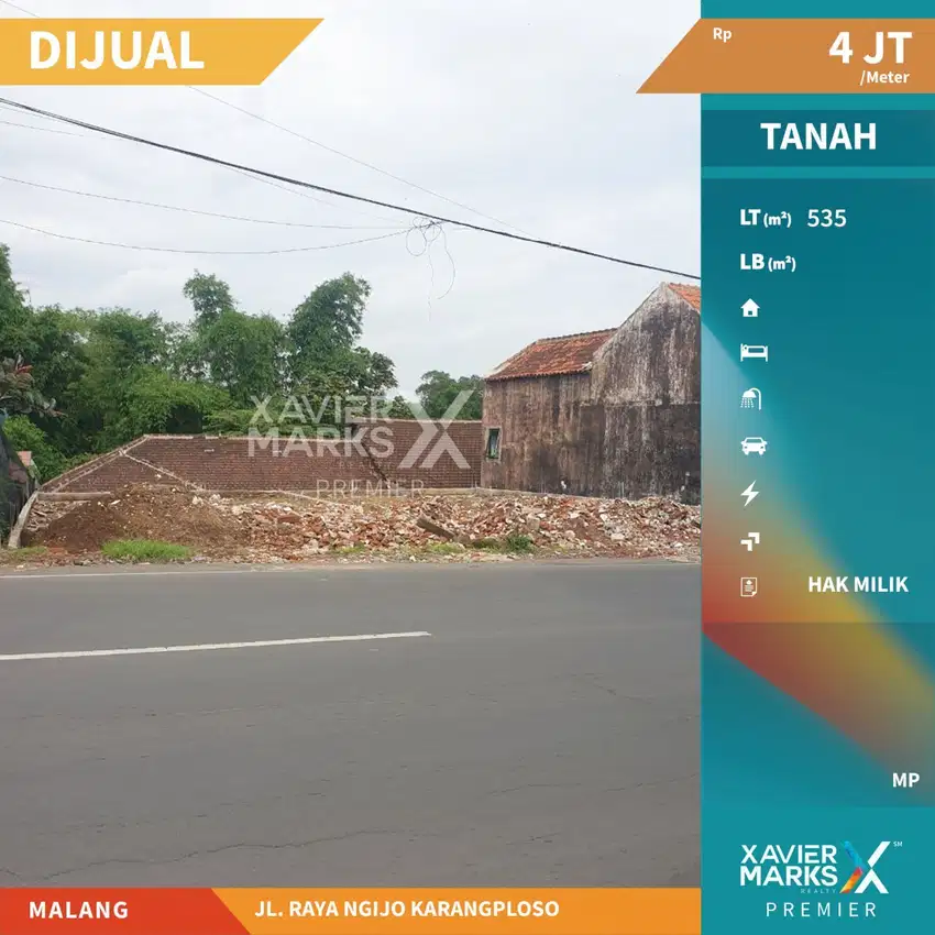 Dijual  Tanah Luas Di Nol Jalan Raya Karanglo Malang