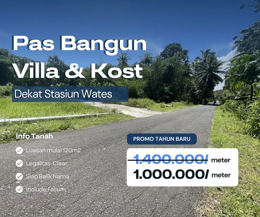 Dijual Tanah Wates, Cocok Untuk Villa