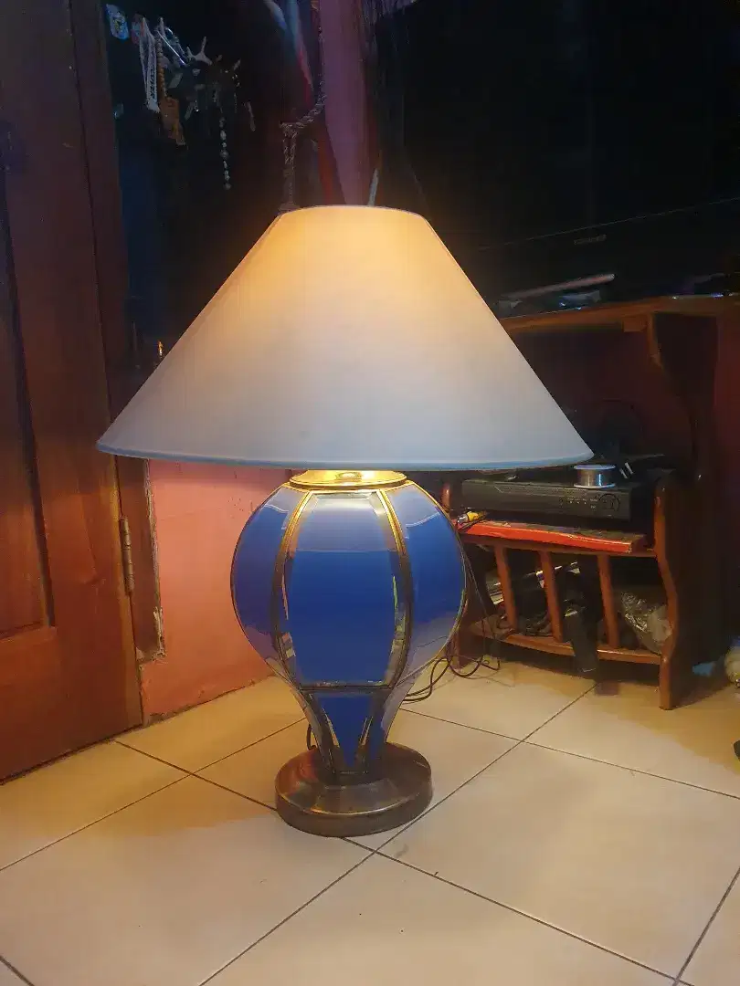 vintage lampu meja antik kristal cutting