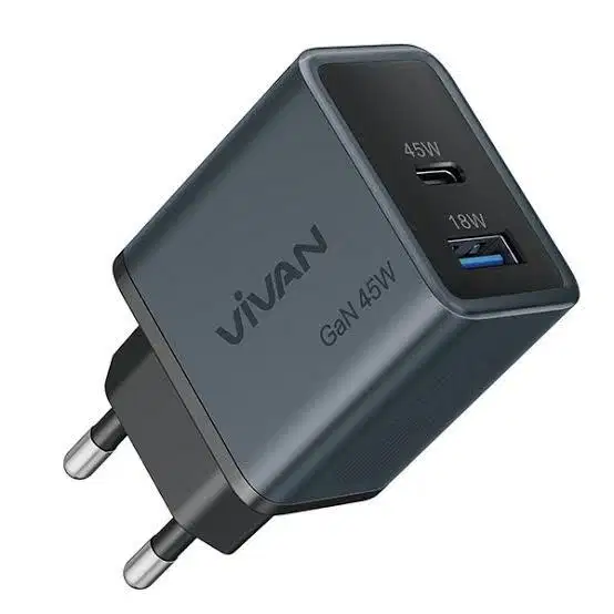 VIVAN Mini Charger GaN08 | Fast charging 45W GaN 3A | 2 Output