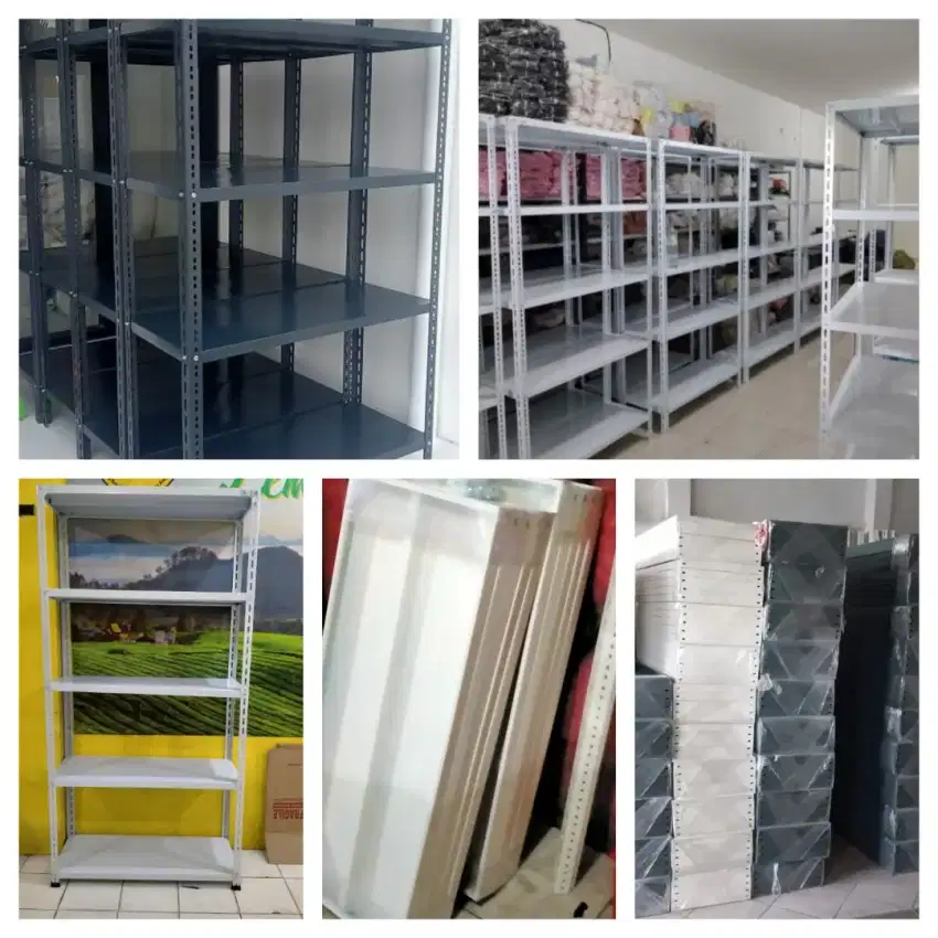 Rak besi siku lubang  Tebal 
5 n 4 susun 100x40x200cm 
Bayar ditempat