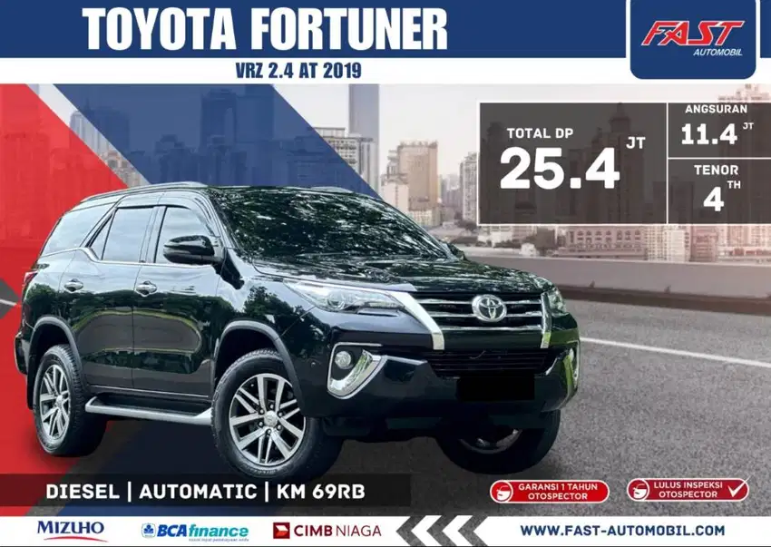 DP 25JT TOYOTA FORTUNER VRZ 2019 2.4 AT LOW KM.69RB PAJAK PANJANG#F2ST