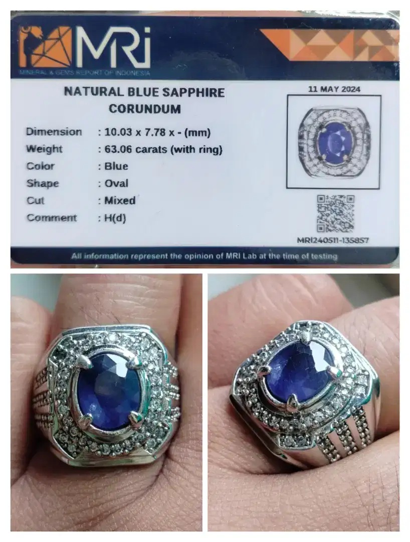 Cincin Permata Blue Shapphire