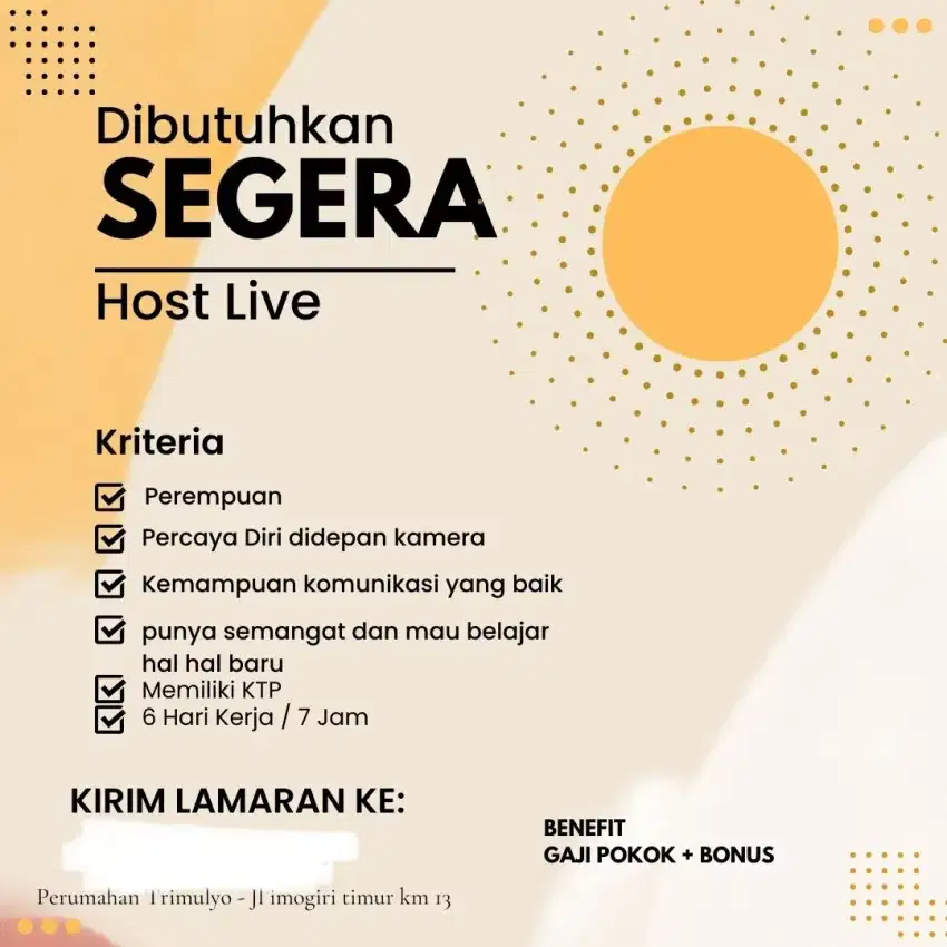 LOWONGAN PEKERJAAAN HOST LIVE TAS FASHION KEBITUHAN RUMAH TANGGA