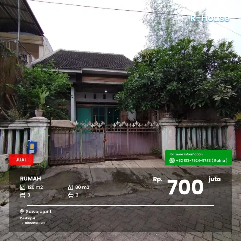 Rumah Pojok hitung tanah Sawojajar 1