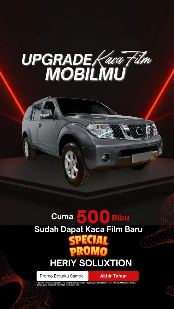 Promo Akhir Tahun Kaca Film Full di Heriy Soluxtion Car Audio