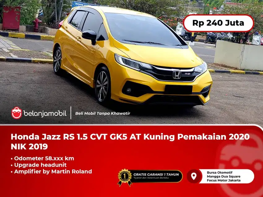 [UPGRADE HEAD UNIT + AUDIO] Honda Jazz RS 1.5 CVT GK5 AT Kuning 2019