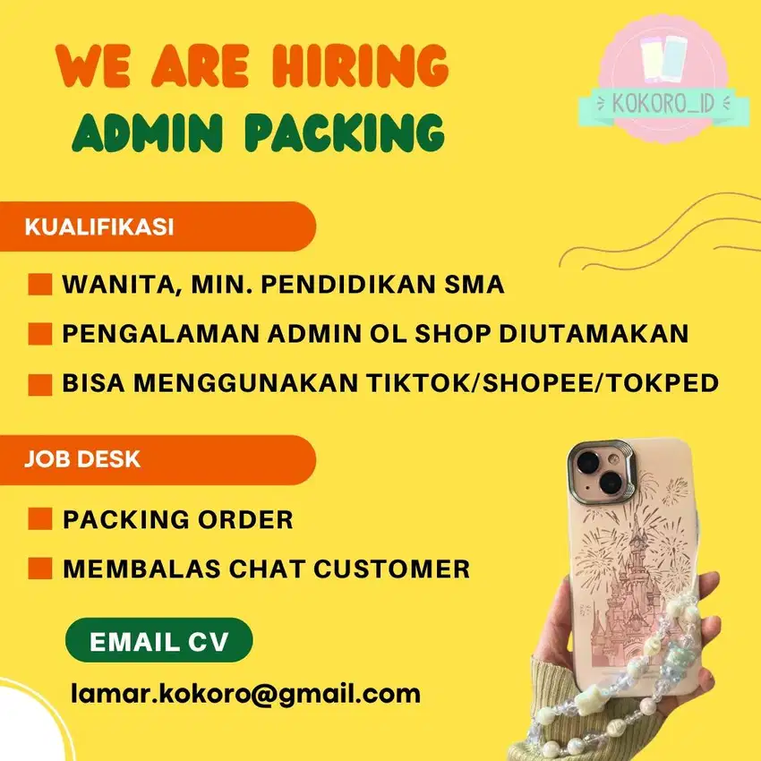 LOWONGAN ADMIN PACKING OL SHOP