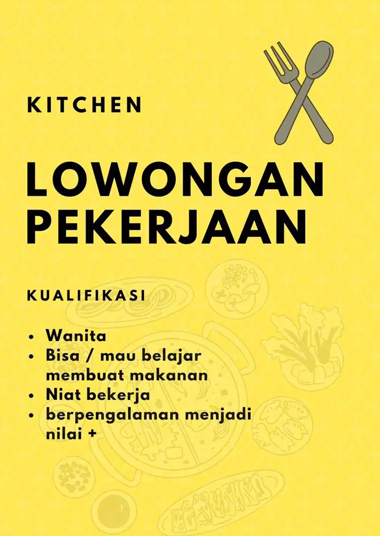 LOWONGAN KITCHEN CREW / ORANG DAPUR