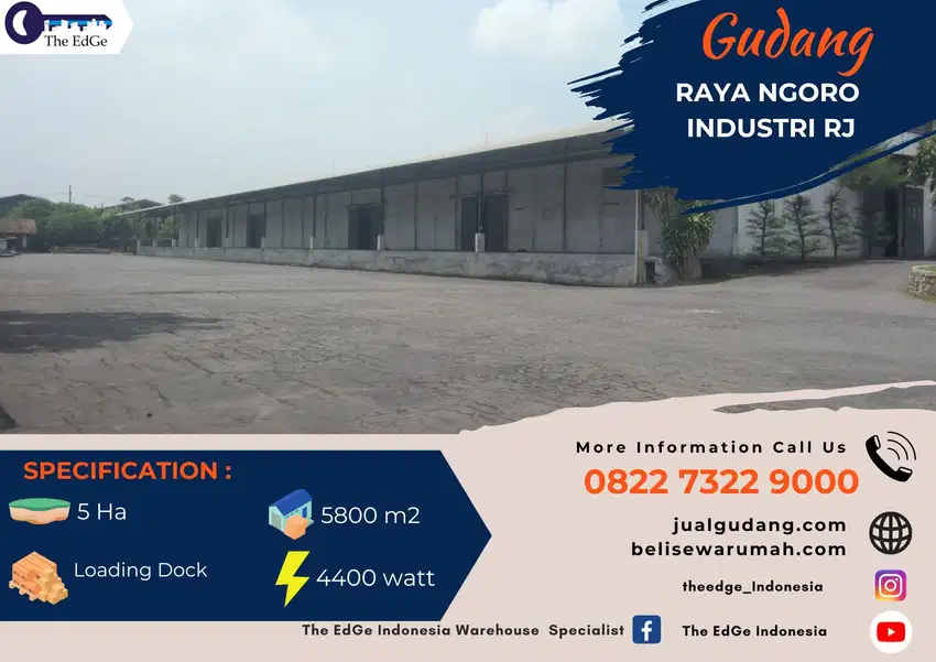 Gudang Loading Dock 5000 meter Ngoro Mojokerto Akses Tol Gempol