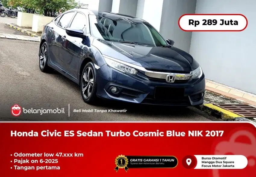 [ LOW KM 47RB ] Honda Civic Sedan ES Sedan Turbo Cosmic Blue 2017/2018