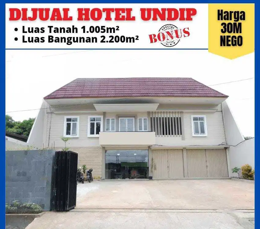 HOTEL UNDIP TEMBALANG 3 LANTAI GUEST HOUSE DIJUAL BAGUS COCOK