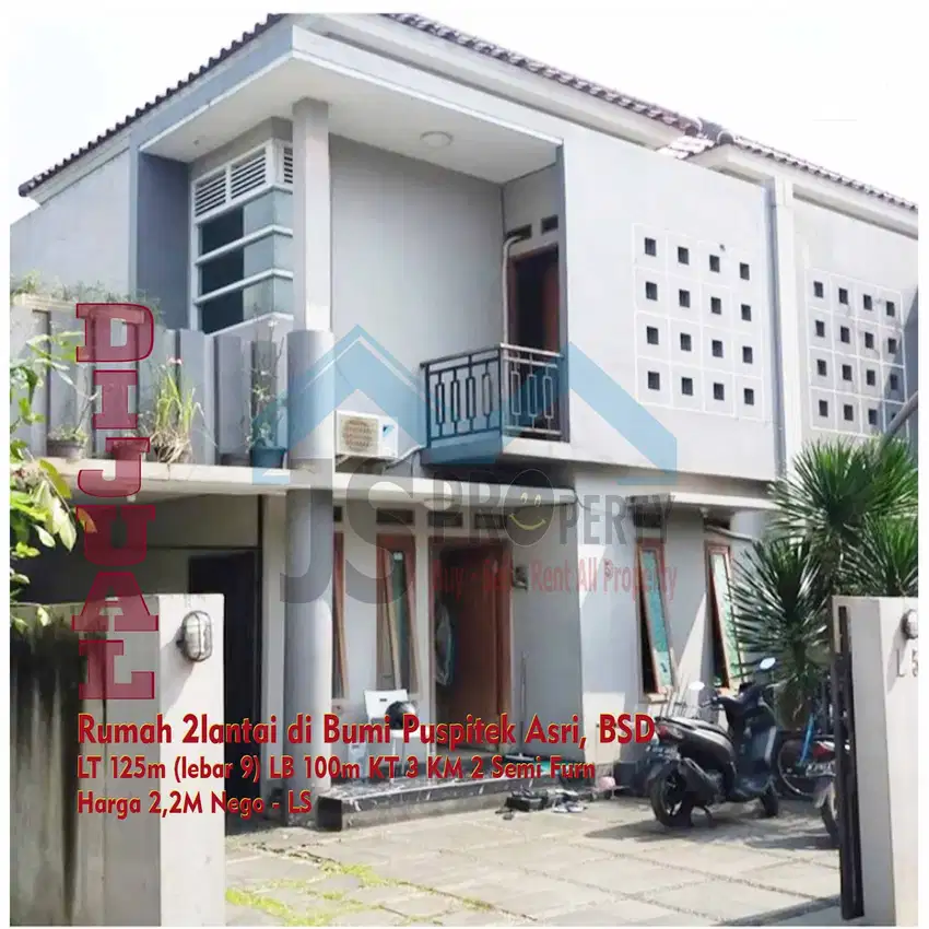 DIJUAL Rumah 2lantai di Bumi Puspitek Asri, BSD LT : +/- 125m2 - LS