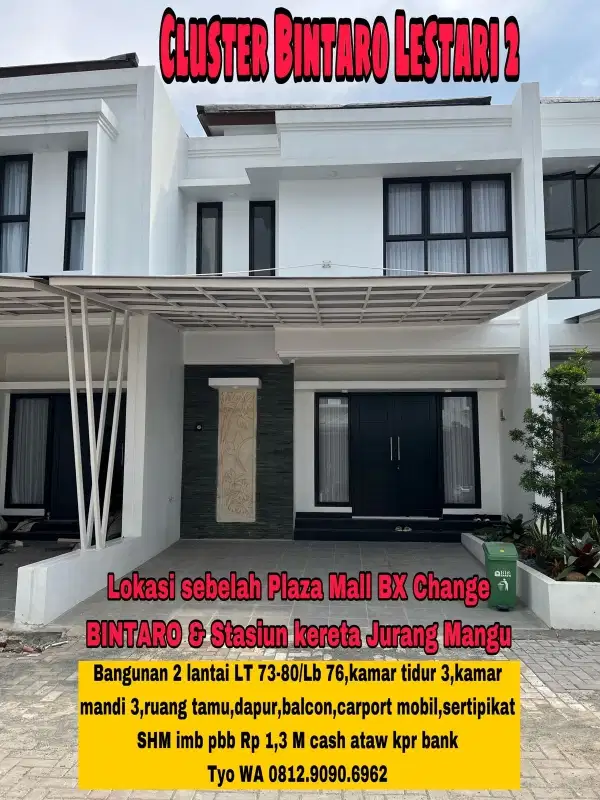 Cluster murah Bintaro 2 Lantai Mall Bx Change