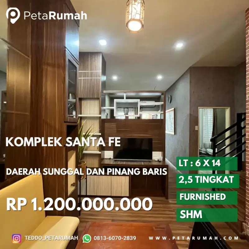 Villa furnished santa fe daerah sunggal dan pinang baris