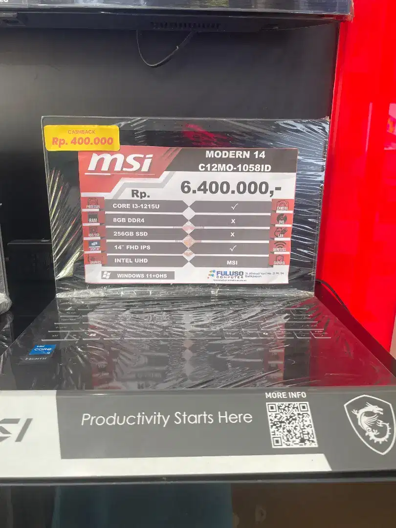 Laptop MSI bisa kredit bunga 0% tanpa dp