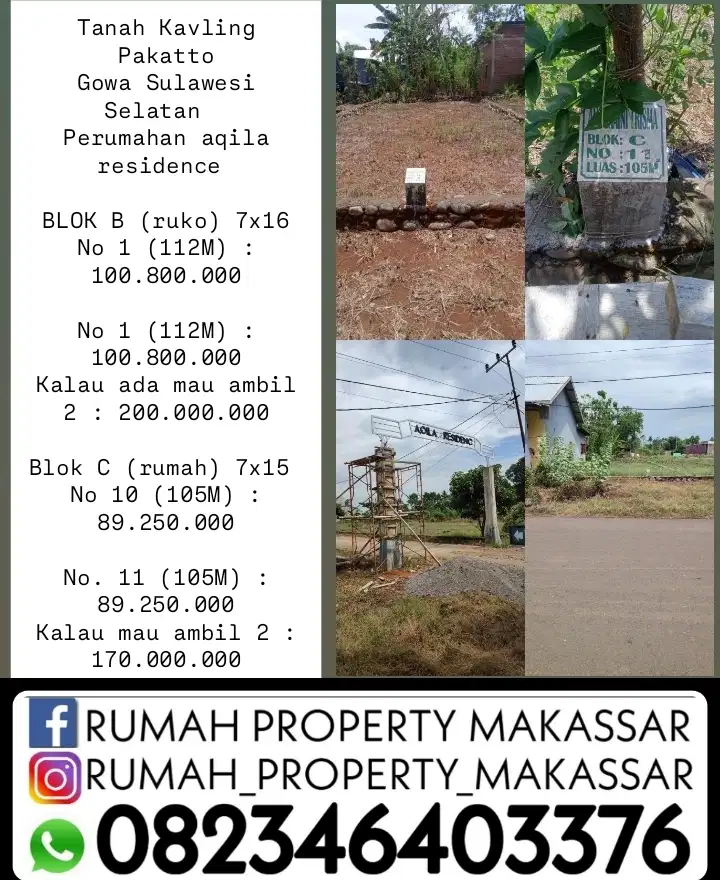 Turun Harga BU Tanah 2 Kavling PAKATTO Perumahan aqila residence