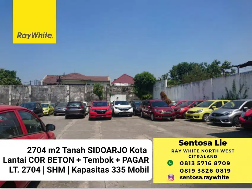 Jual / Sewa  2704 m Tanah Sidoarjo COR BETON Luas parkiran 335 mobil