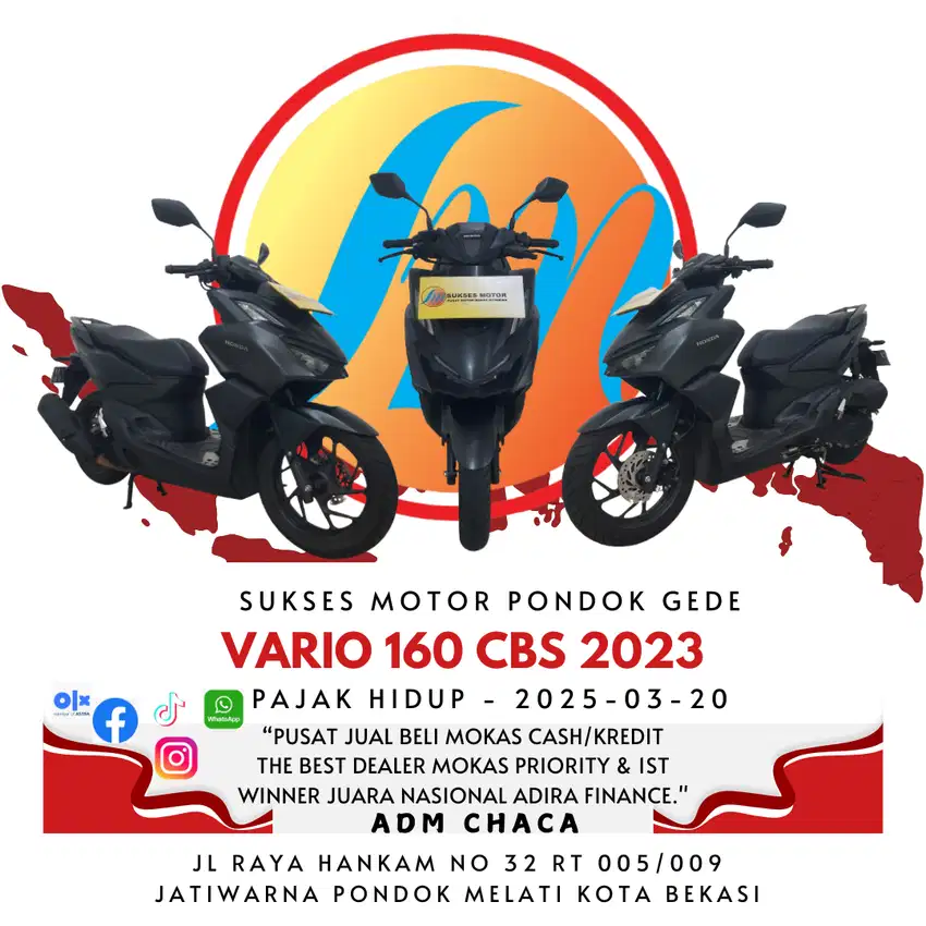 HONDA VARIO 160 CBS 2023 PLAT BEKASI KABUPATEN KM LOW LIKE NEW