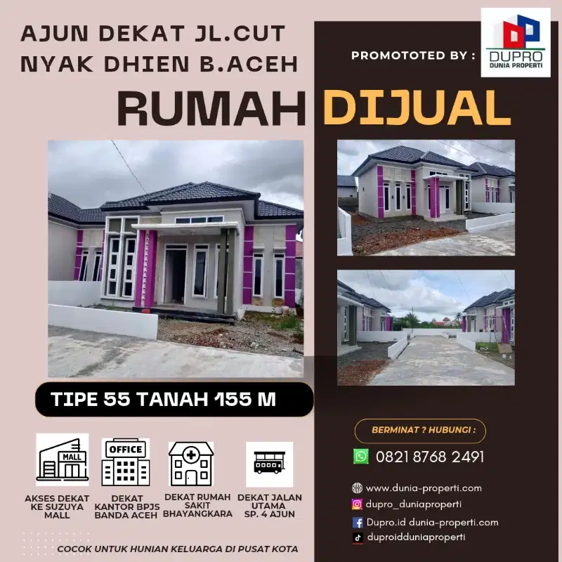 Ajun - Rumah Claster Cantik Tipe 55 Tanah 155 m Cash Bertahap  Kredit