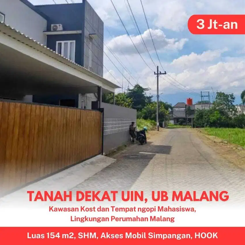 Tanah SHM Posisi Hook Luas Joyo Agung Kota Malang