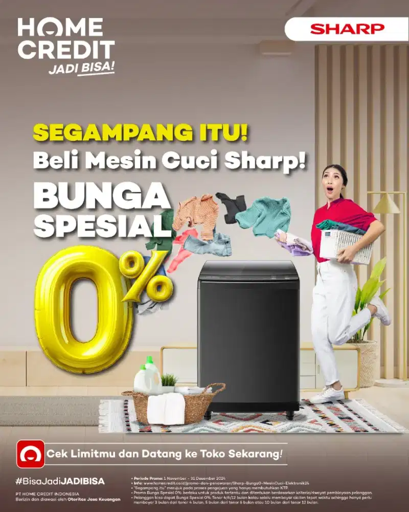 Credit Mesin Cuci Sharp Promo Bunga mulai 0% bebas 1x cicilan