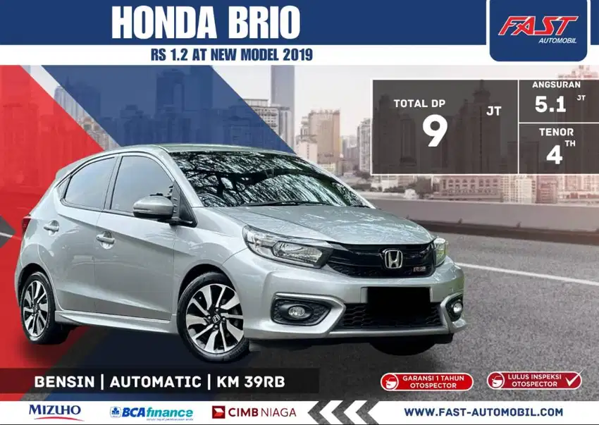 DP 9JT HONDA BRIO RS 2019 1.2 AT NEW MODEL LOW KM.39RB PAJAK PJG #F7ST