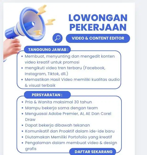 Lowongan Pekerjaan Untuk Content Editor [Video]