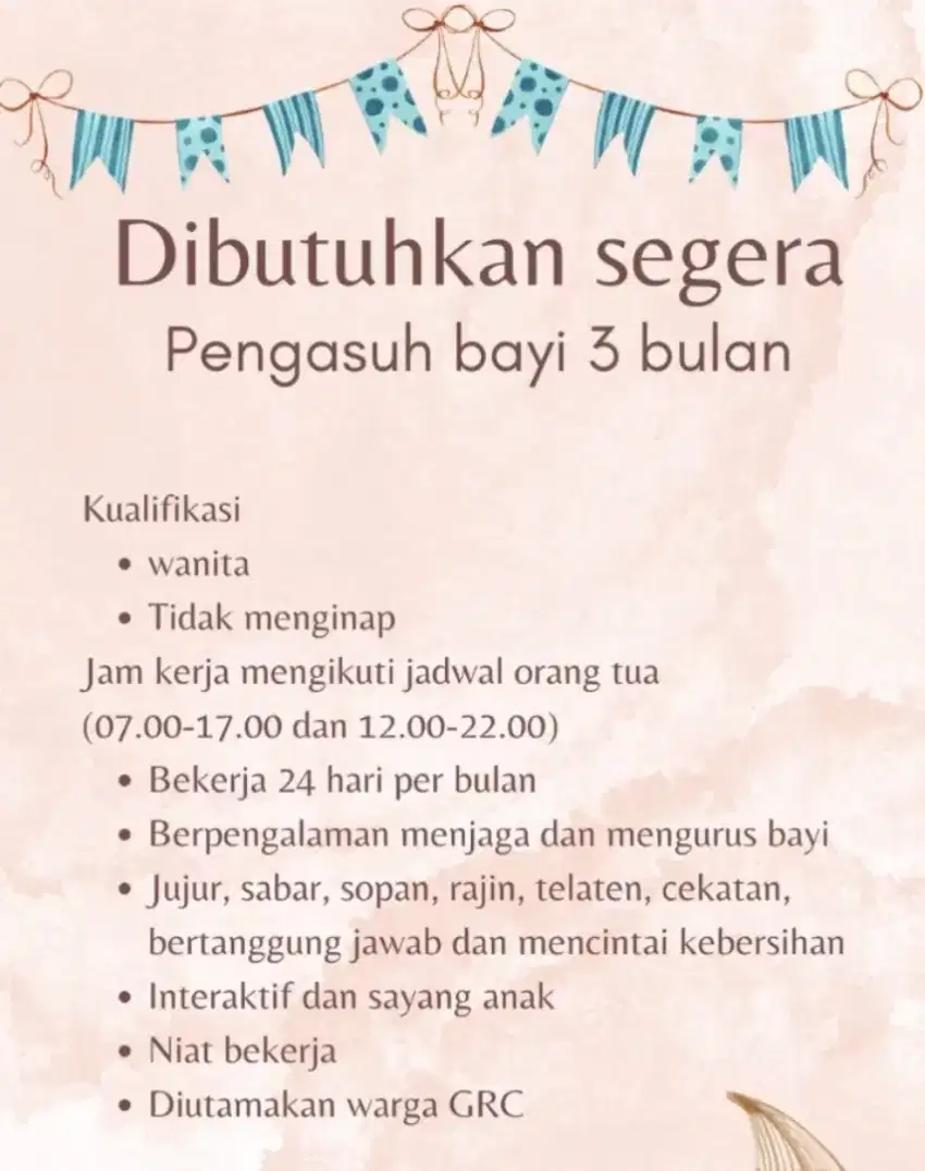 Pengasuh bayi 3 bulan