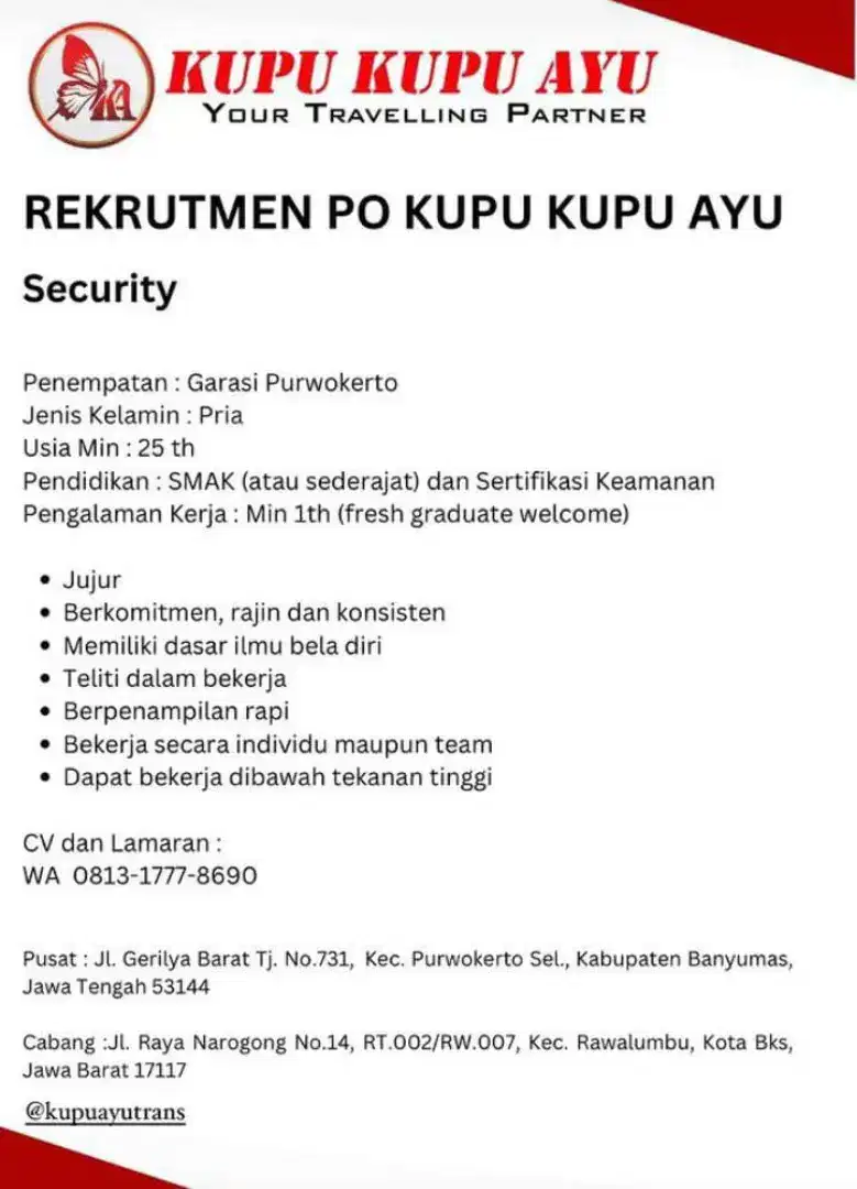 Lowongan security purwokerto