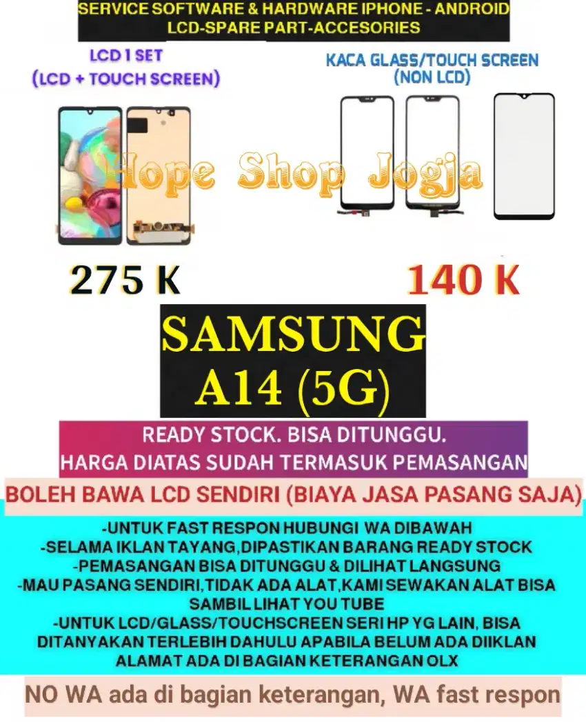 Service HP-Baterai-Touchscreen-LCD SAMSUNG A14 (4G/5G)