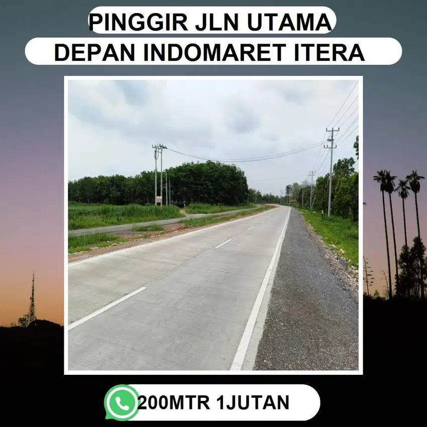 KAVLING DIPINGGIR JALAN DEKAT KAMPUS ITERA SUKARAME DJUAL MURAH