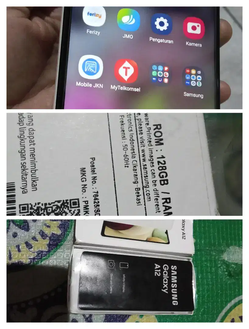 Samsung A12, ram 6+128 kelengkapan kotak ada