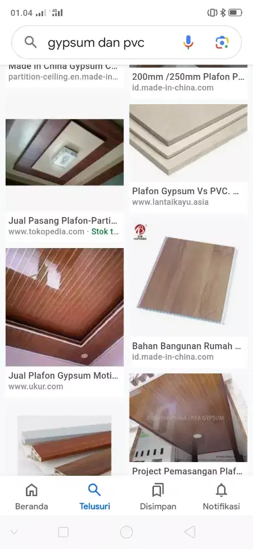 Pemasangan plafon gypsum/pvc