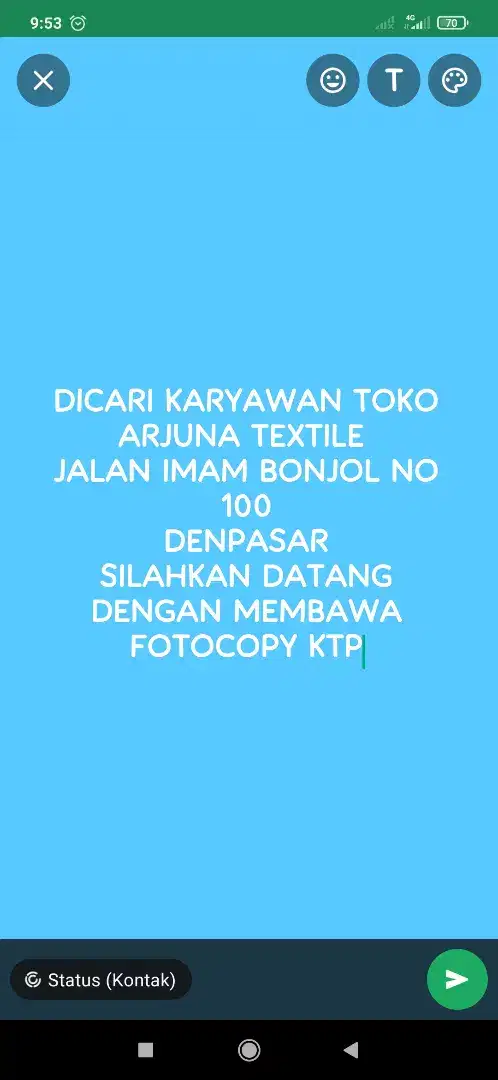 Dibutuhkan segera karyawan toko