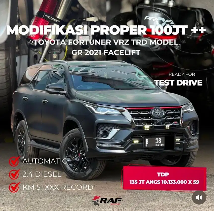 Toyota Fortuner VRZ TRD 2021 Model GR 2.4 Diesel FACELIFT Hitam