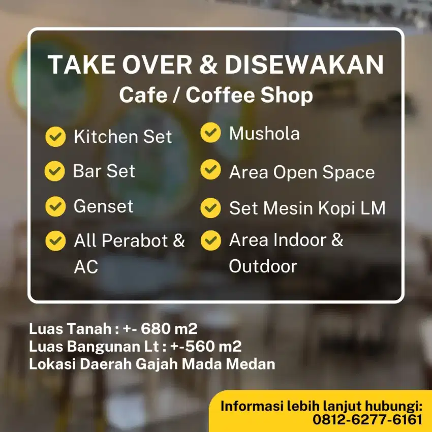 Cafe / Coffe shop di jual/sewa