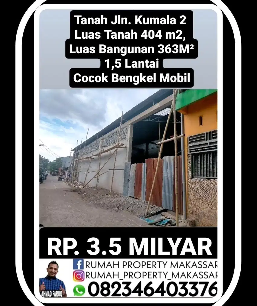 Tanah+Bangunan Jln. Kumala 2  Luas Tanah 404 m2,  Luas Bangunan 363M²