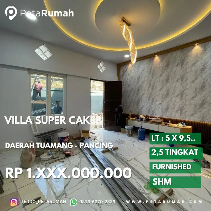 villa minimalis cantik jalan tuamang daerah pancing dan krakatau